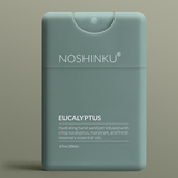 Noshinku Hydrating Eucalyptus pocket hand sanitizer pocket sprayer on a green background