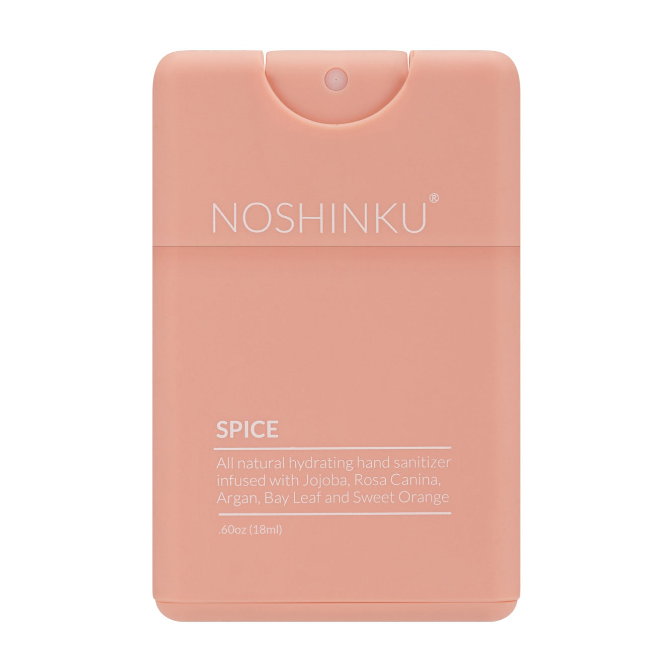 Noshinku Organic Spice Refillable Hydrating Pocket Hand Sanitizer. Infused with Organic Sweet Orange, Bayleaf and Coriander. Moisturizing All Natural blends in stylish, sustainable, and pocket friendly misters designed to be refilled. Tough on germs; good for skin; good for the earth. All natural, effective and synthetic free.